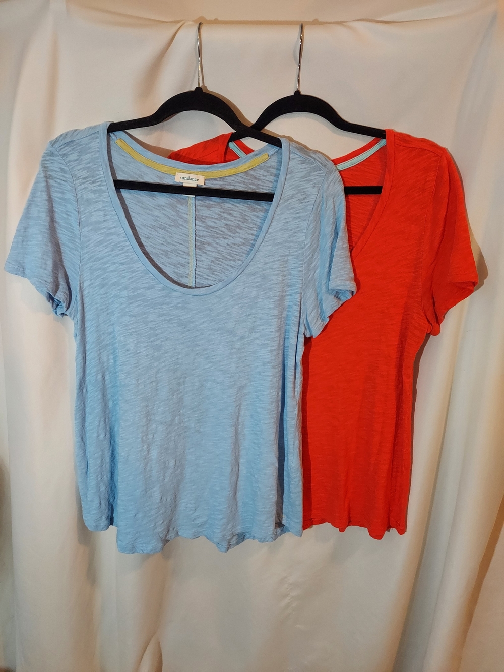 Sundance Ultimate Airy Slub Scoopneck Tee Bundle of 2 Blue And Orange